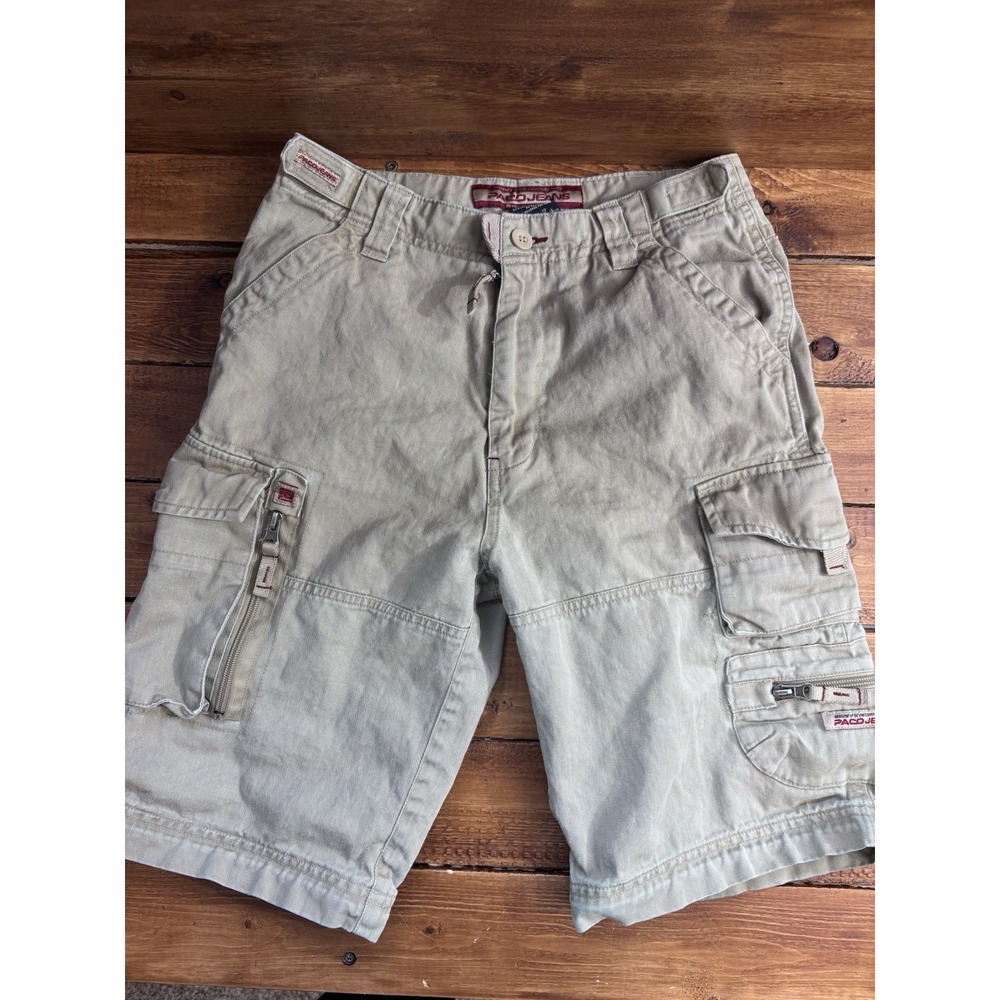 Vintage Paco Jeans Cargo Shorts Size 27x11 (Boys 12) Beige y2k Skater *SEE‎